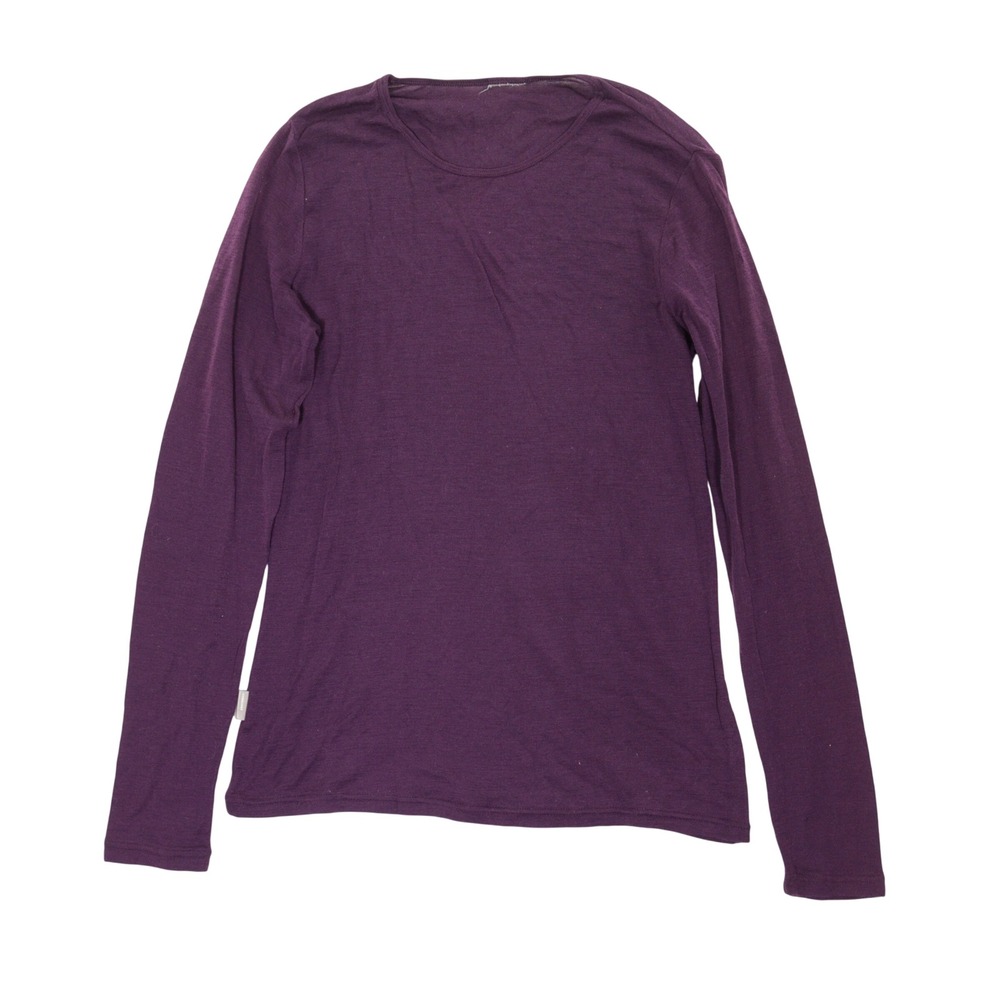 Icebreaker Long Sleeve Women L Merino Wool Base Layer Purple Wool